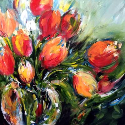 Bright Tulips  |  40" x 40"  |  Acrylic on Canvas  |  SOLD